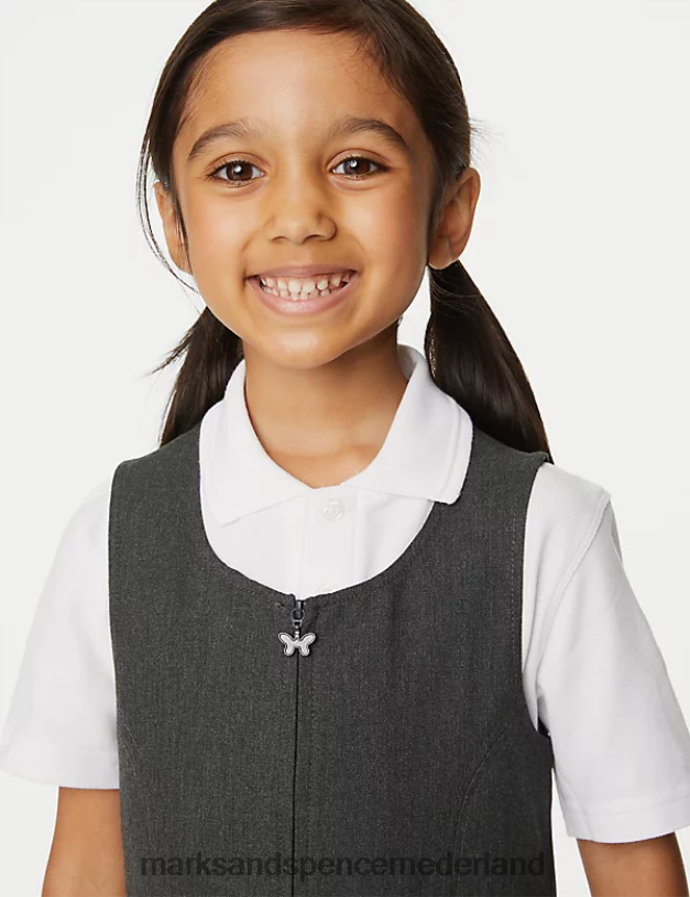 Marks & Spencer kinderen langere geplooide schoolschort grijs schooluniform N8VZP9214
