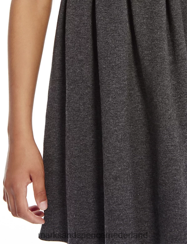 Marks & Spencer kinderen schoolovergooier van jersey met strik grijs schooluniform N8VZP8962