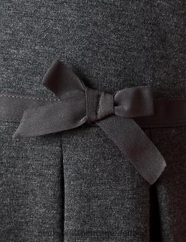 Marks & Spencer kinderen schoolovergooier van jersey met strik grijs schooluniform N8VZP8962