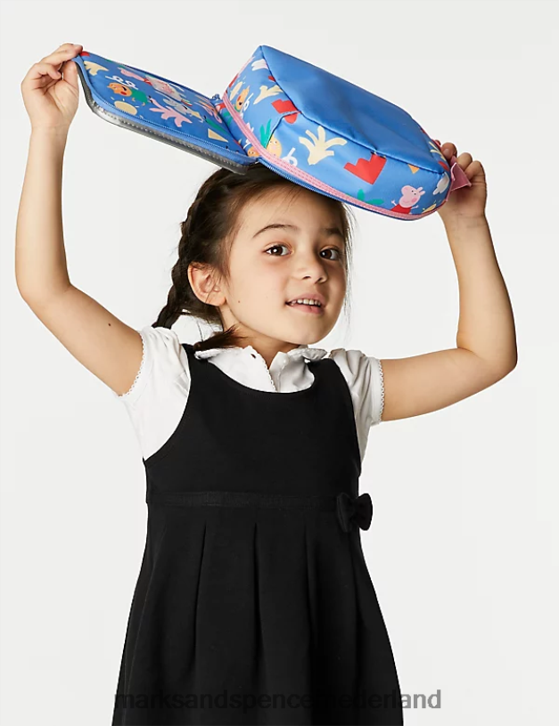 Marks & Spencer kinderen schoolovergooier van jersey met strik zwart schooluniform N8VZP9222