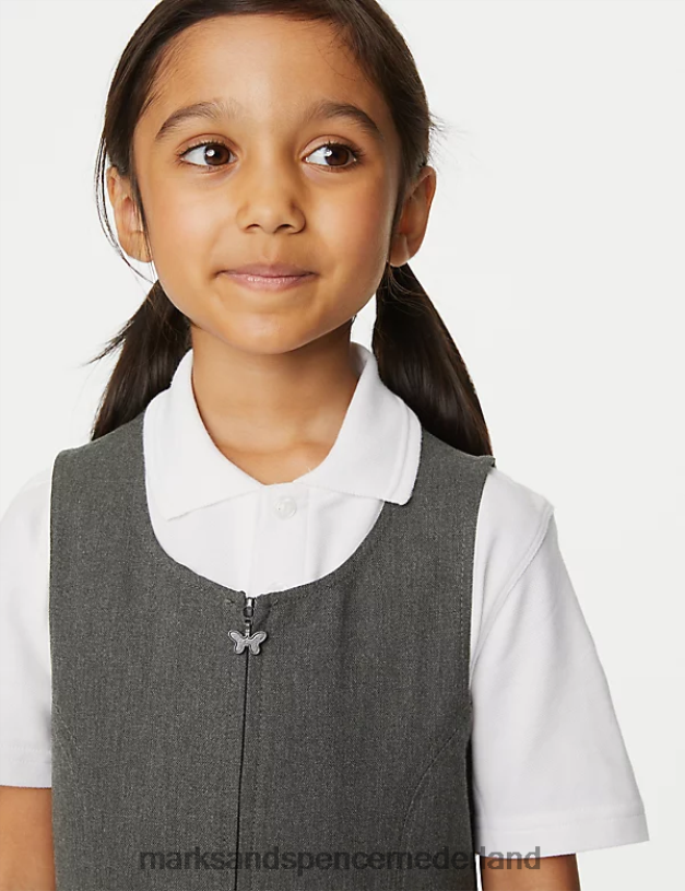 Marks & Spencer kinderen schoolschort met permanente plooien grijs schooluniform N8VZP9063