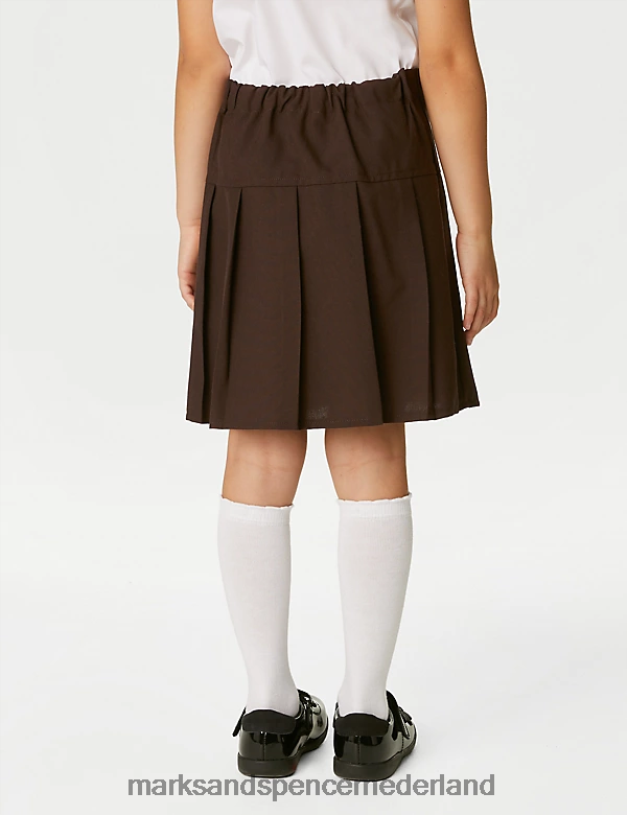 Marks & Spencer kinderen 2 stuks kreukvrije schoolrokken bruin schooluniform N8VZP9079