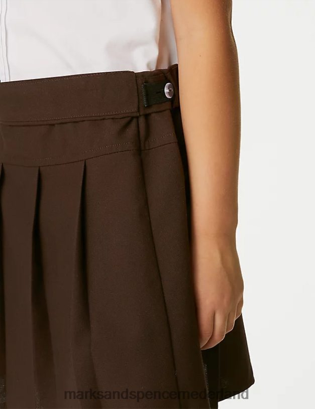 Marks & Spencer kinderen 2 stuks kreukvrije schoolrokken bruin schooluniform N8VZP9079