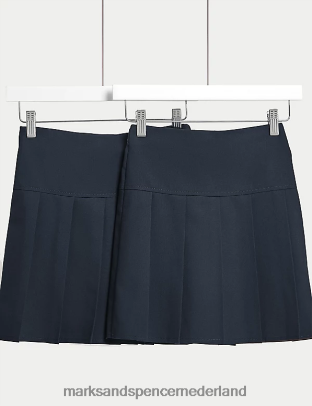 Marks & Spencer kinderen 2 stuks kreukvrije schoolrokken marine schooluniform N8VZP9077