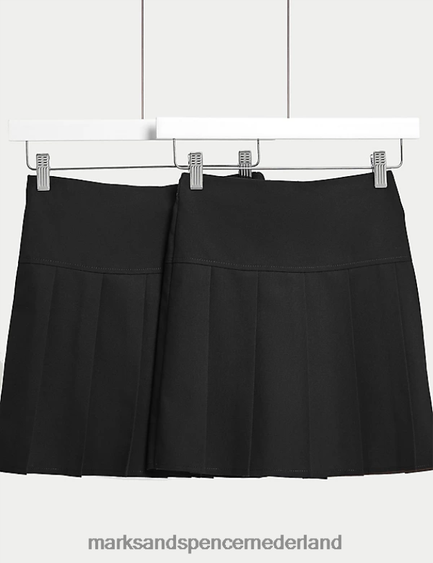 Marks & Spencer kinderen 2 stuks kreukvrije schoolrokken zwart schooluniform N8VZP9078