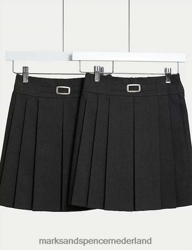 Marks & Spencer kinderen 2 stuks schoolrokken met permanente plooien grijs schooluniform N8VZP8909