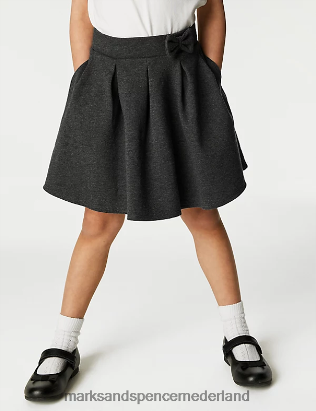 Marks & Spencer kinderen jersey geplooide schoolrok grijs schooluniform N8VZP9059