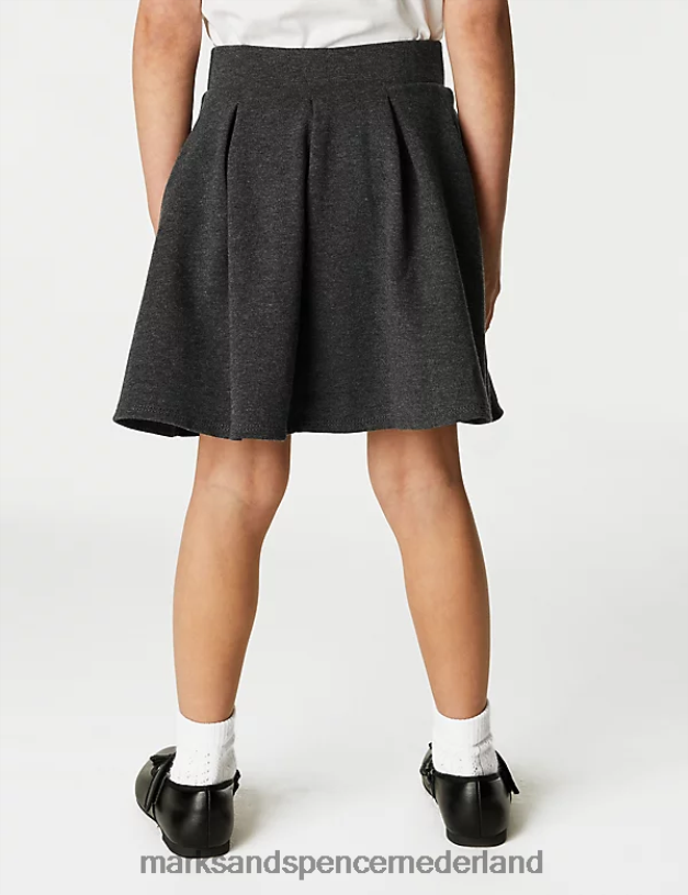 Marks & Spencer kinderen jersey geplooide schoolrok grijs schooluniform N8VZP9059