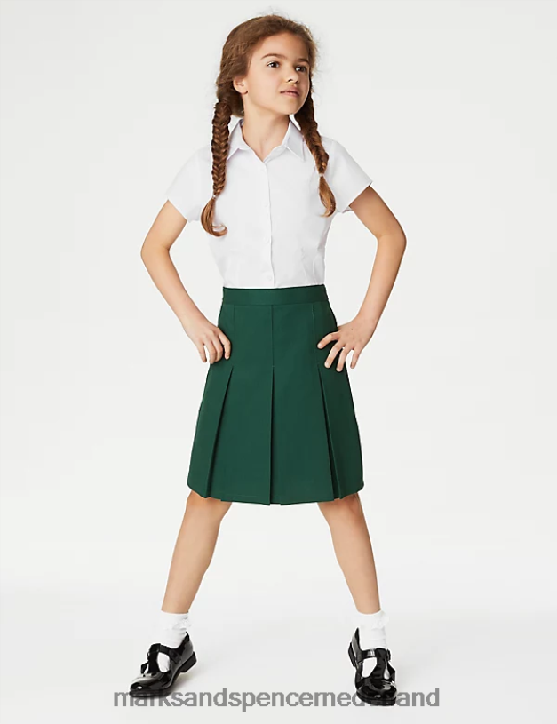 Marks & Spencer kinderen schoolrok met permanente plooien groente schooluniform N8VZP9359