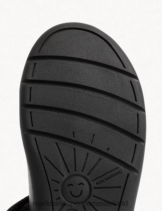 Marks & Spencer kinderen leren Freshfeet schoolschoenen met strik zwart schooluniform N8VZP8817