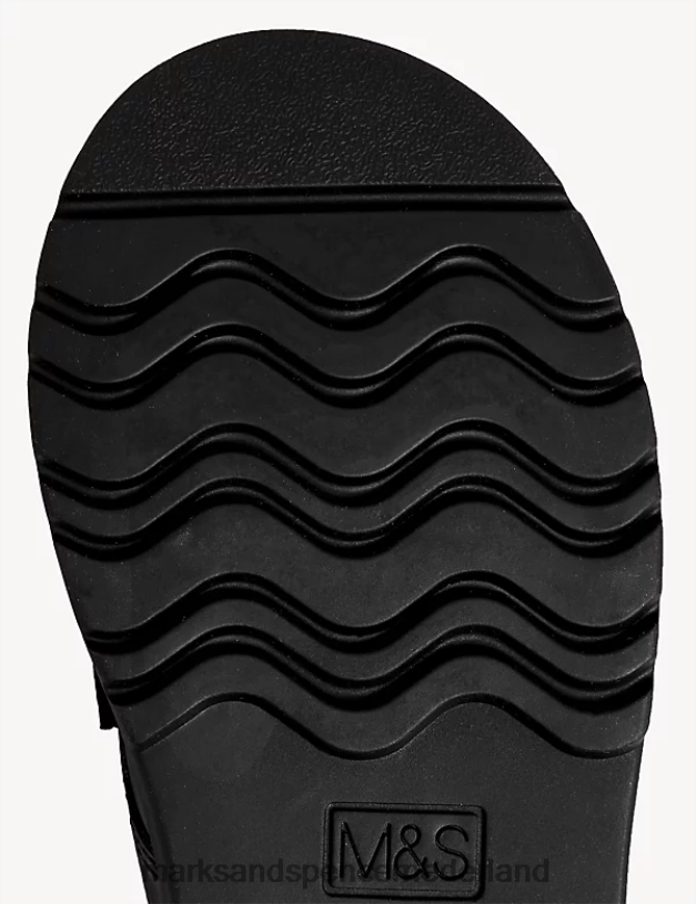 Marks & Spencer kinderen leren Freshfeet schoolschoenen met strik zwart schooluniform N8VZP9799