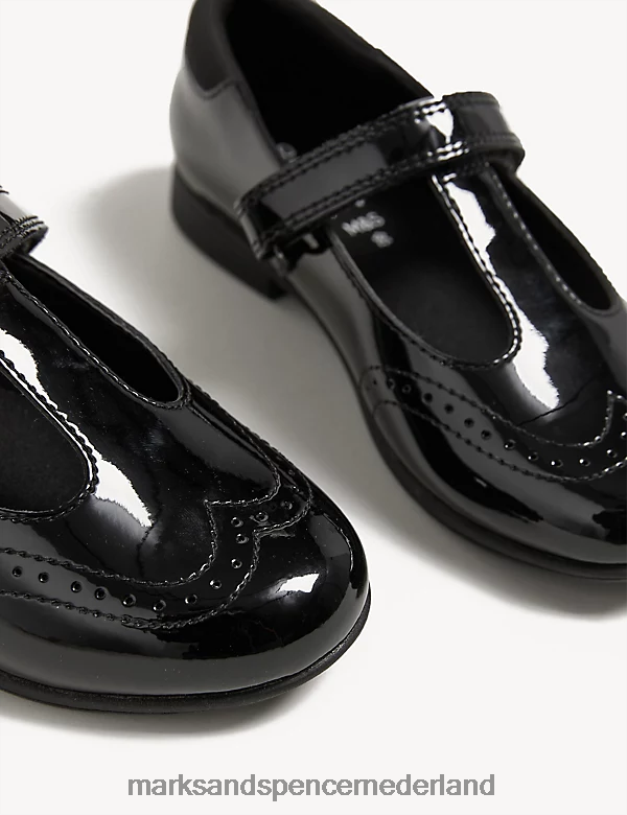 Marks & Spencer kinderen leren Freshfeet t-bar schoolschoenen zwart schooluniform N8VZP9517