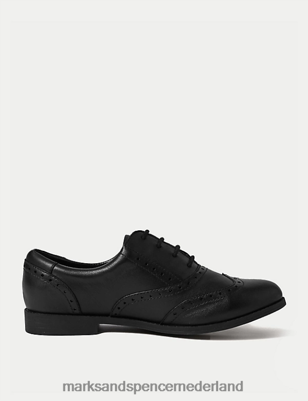 Marks & Spencer kinderen leren brogues met veters, schoolschoenen zwart schooluniform N8VZP9639