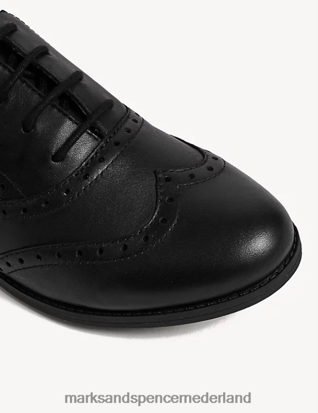 Marks & Spencer kinderen leren brogues met veters, schoolschoenen zwart schooluniform N8VZP9639