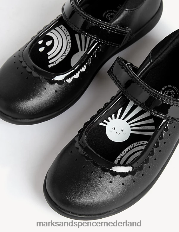 Marks & Spencer kinderen leren schoolschoenen met riptape zwart schooluniform N8VZP9404