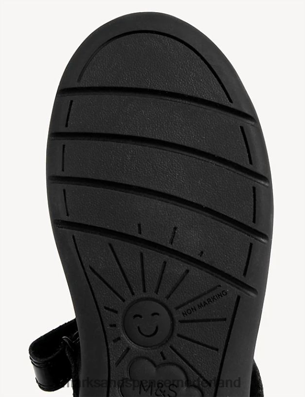 Marks & Spencer kinderen leren schoolschoenen met riptape zwart schooluniform N8VZP9404