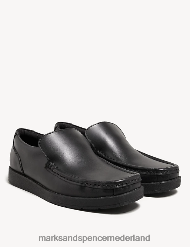 Marks & Spencer kinderen leren slip-on loafer schoolschoenen zwart schooluniform N8VZP8757