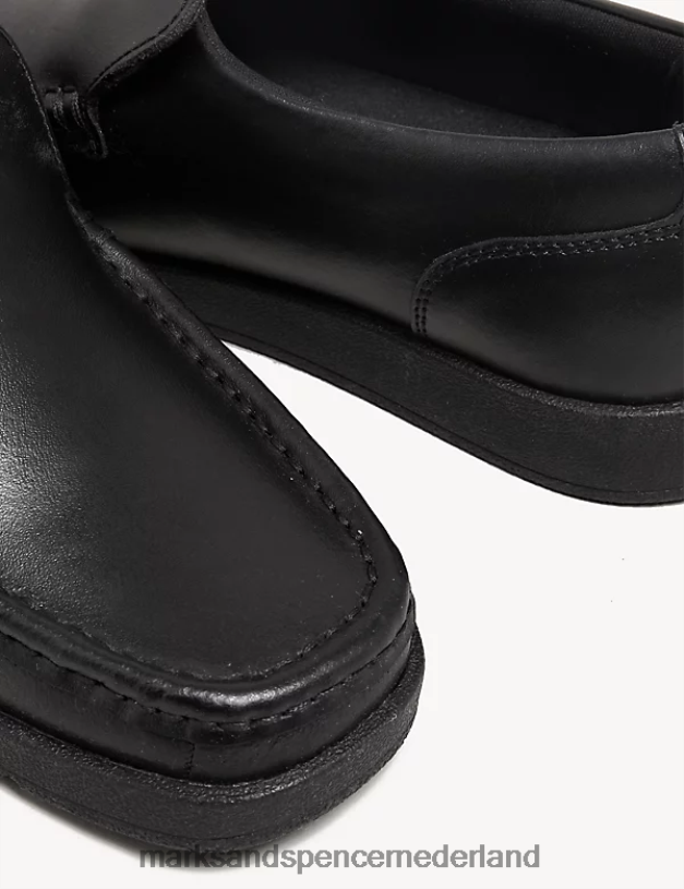 Marks & Spencer kinderen leren slip-on loafer schoolschoenen zwart schooluniform N8VZP8757