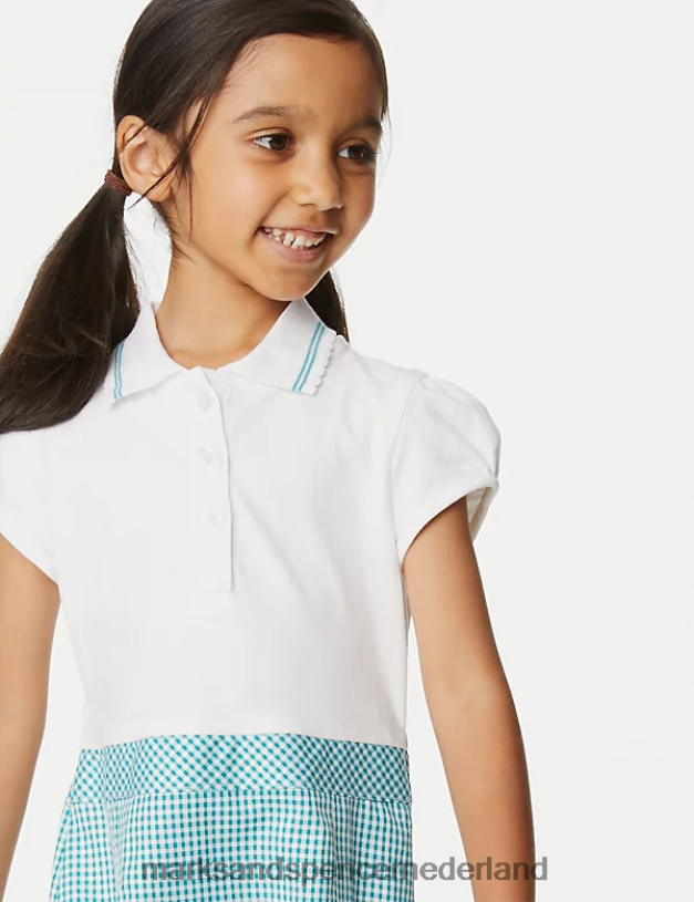 Marks & Spencer kinderen 2 in 1 geplooide schooljurk met gingham-ruit groente schooluniform N8VZP9651