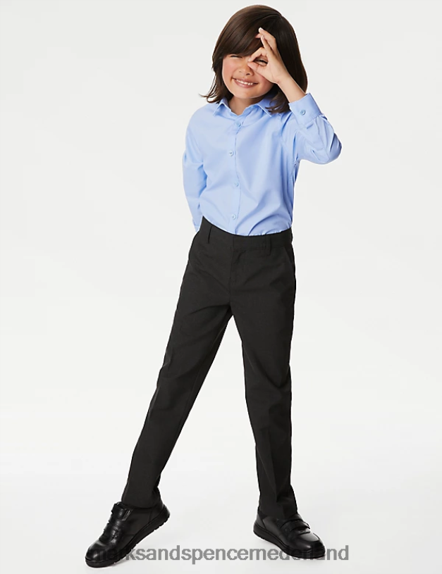 Marks & Spencer kinderen 3 stuks slim-fit, gemakkelijk te strijken schooloverhemden blauw schooluniform N8VZP8083