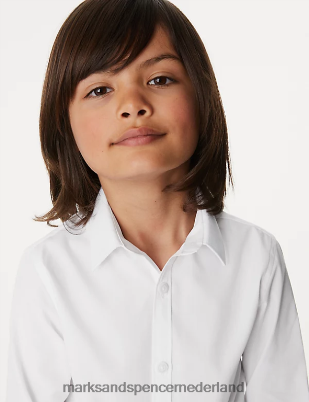 Marks & Spencer kinderen 3 stuks slim-fit, gemakkelijk te strijken schooloverhemden wit schooluniform N8VZP8371