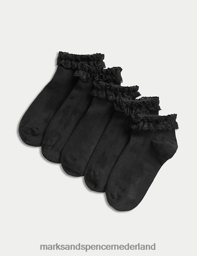 Marks & Spencer kinderen 5 stuks voeringen met ruches zwart schooluniform N8VZP9481