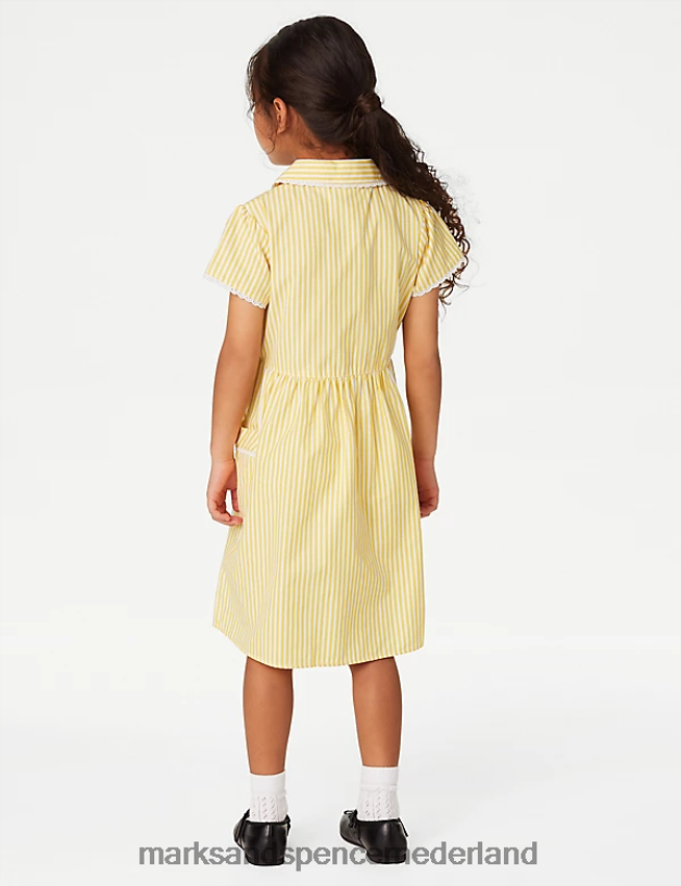 Marks & Spencer kinderen Gestreepte schooljurk van zuiver katoen geel schooluniform N8VZP9928