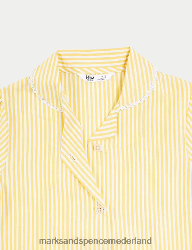 Marks & Spencer kinderen Gestreepte schooljurk van zuiver katoen geel schooluniform N8VZP9928