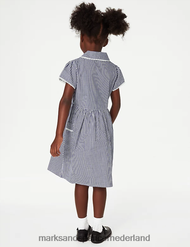 Marks & Spencer kinderen Schooljurkje van puur katoen met gingham-motief marine schooluniform N8VZP9560