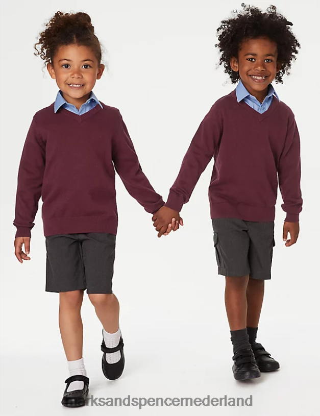Marks & Spencer kinderen 2 stuks puur katoenen schooltrui bordeaux schooluniform N8VZP8059
