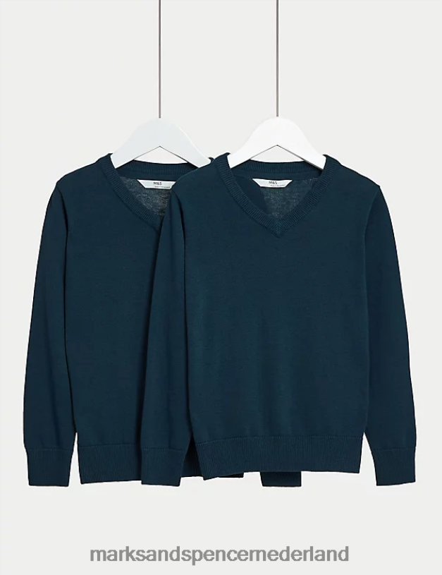 Marks & Spencer kinderen 2 stuks puur katoenen schooltrui marine schooluniform N8VZP8060