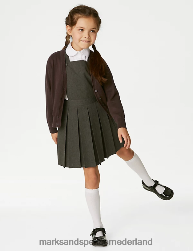 Marks & Spencer kinderen 2 stuks puur katoenen schoolvest bruin schooluniform N8VZP9084