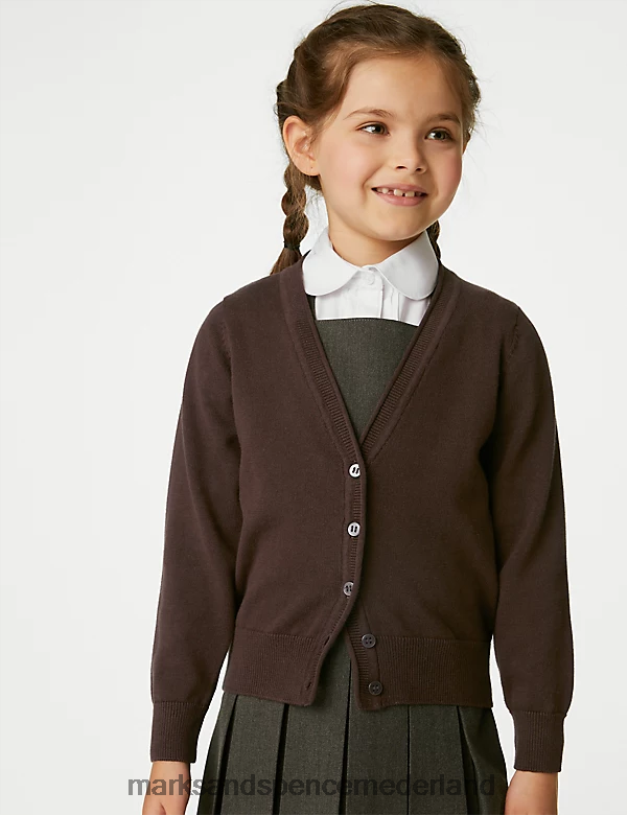 Marks & Spencer kinderen 2 stuks puur katoenen schoolvest bruin schooluniform N8VZP9084