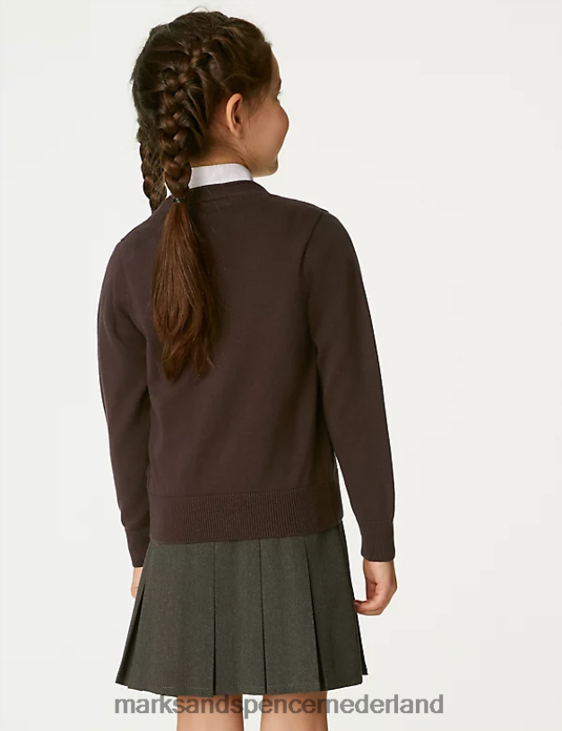 Marks & Spencer kinderen 2 stuks puur katoenen schoolvest bruin schooluniform N8VZP9084
