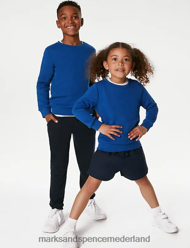 Marks & Spencer kinderen Schoolsweatshirt met normale pasvorm koningsblauw schooluniform N8VZP8239