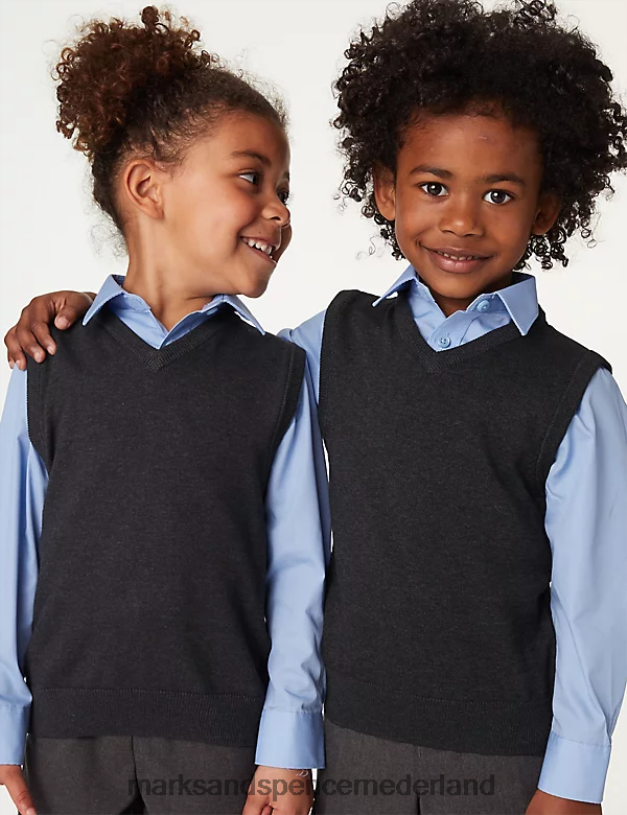 Marks & Spencer kinderen schooltanktop van zuiver katoen grijs schooluniform N8VZP7815