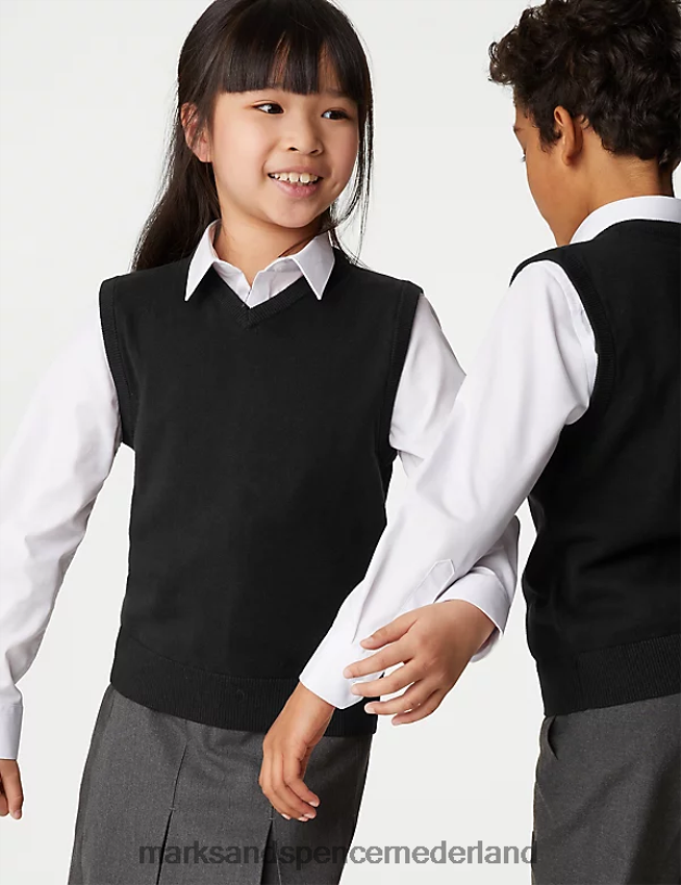 Marks & Spencer kinderen schooltanktop van zuiver katoen zwart schooluniform N8VZP8049