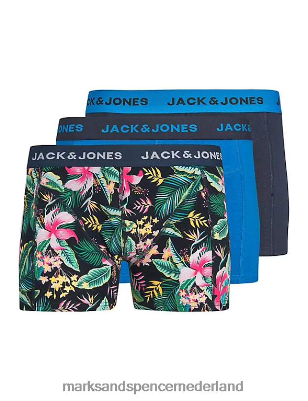 Marks & Spencer unisex 3 stuks katoenrijke trunks marine accessoires N8VZP7223