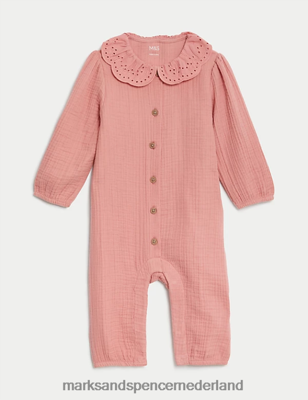 Marks & Spencer unisex rompertje van puur katoen roze kleding N8VZP7613