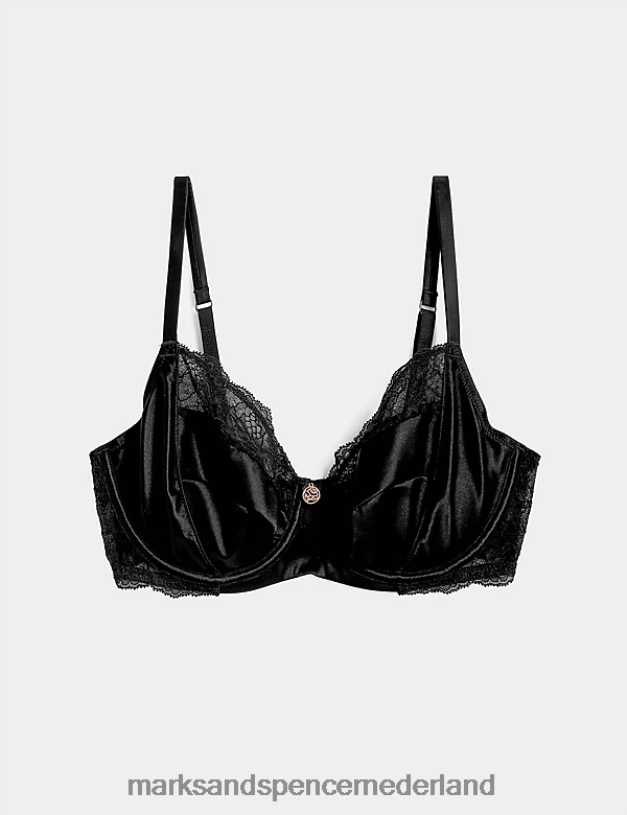 Marks & Spencer unisex Beugelbeha met beugel van zijde en kant zwart kleding N8VZP4153