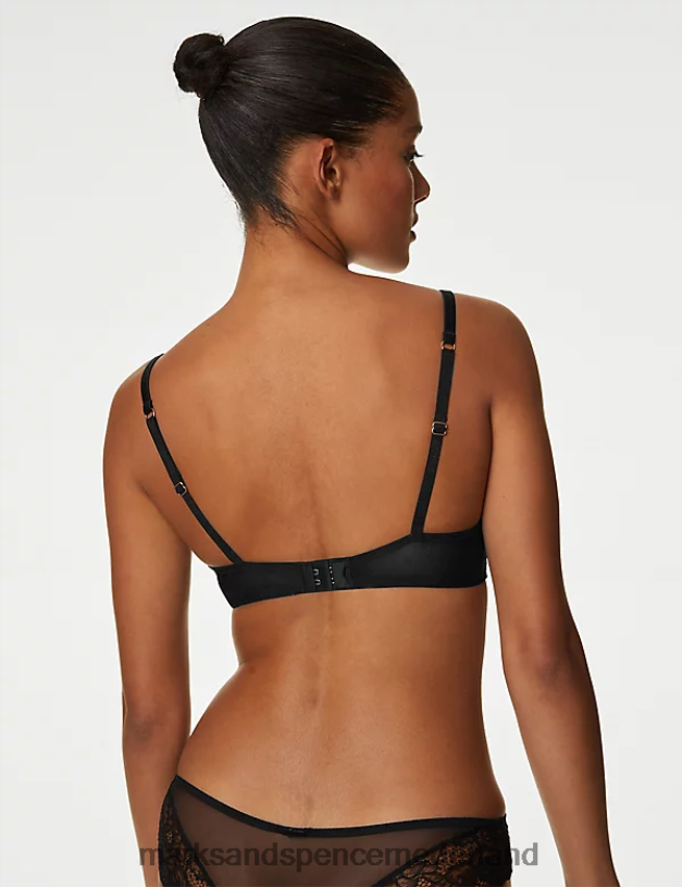 Marks & Spencer unisex Beugelbeha met beugel van zijde en kant zwart kleding N8VZP4153