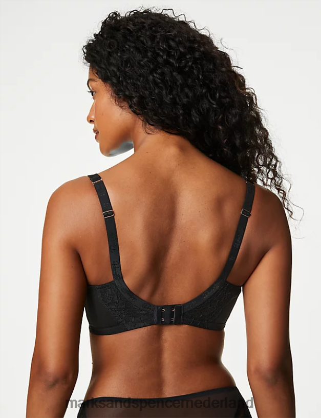 Marks & Spencer unisex Diepuitgesneden beha met beugel van zijde zwart kleding N8VZP4318