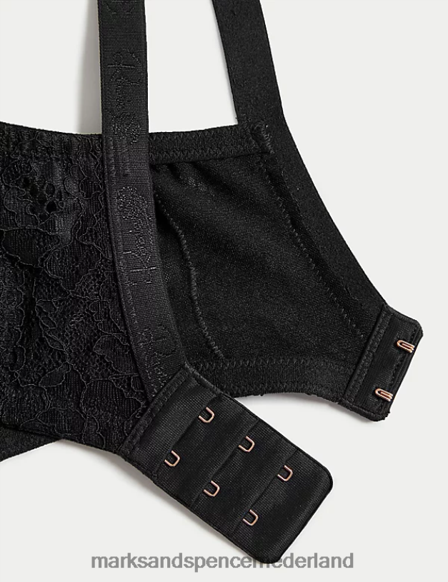 Marks & Spencer unisex Diepuitgesneden beha met beugel van zijde zwart kleding N8VZP4318