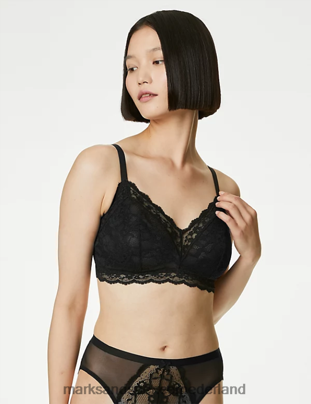 Marks & Spencer unisex Kanten bralette zonder beugel zwart kleding N8VZP4106
