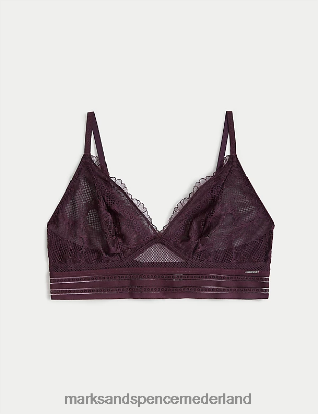 Marks & Spencer unisex Marseille kanten bralette zonder beugel donkerpaars kleding N8VZP4740