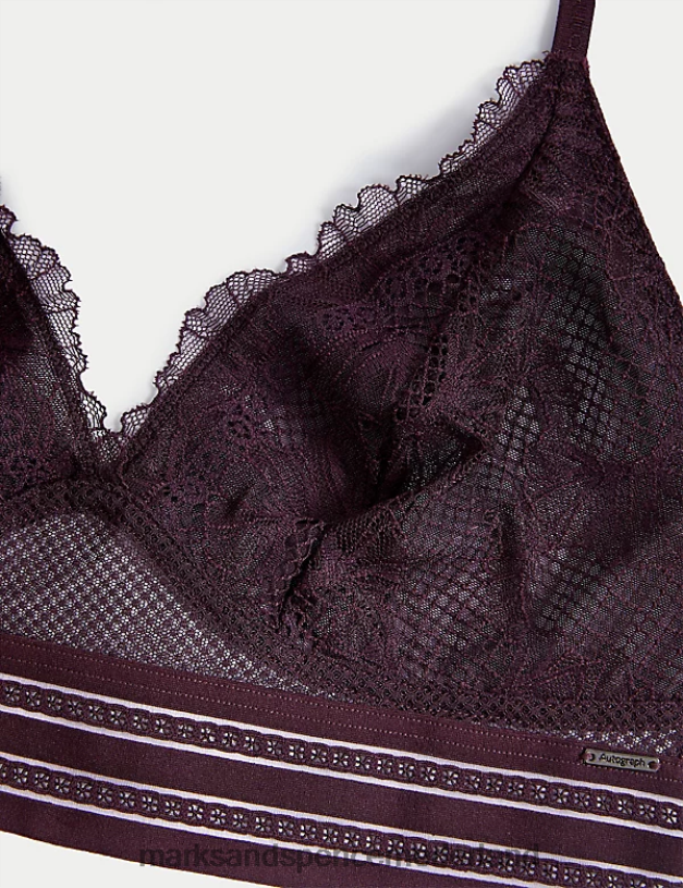 Marks & Spencer unisex Marseille kanten bralette zonder beugel donkerpaars kleding N8VZP4740