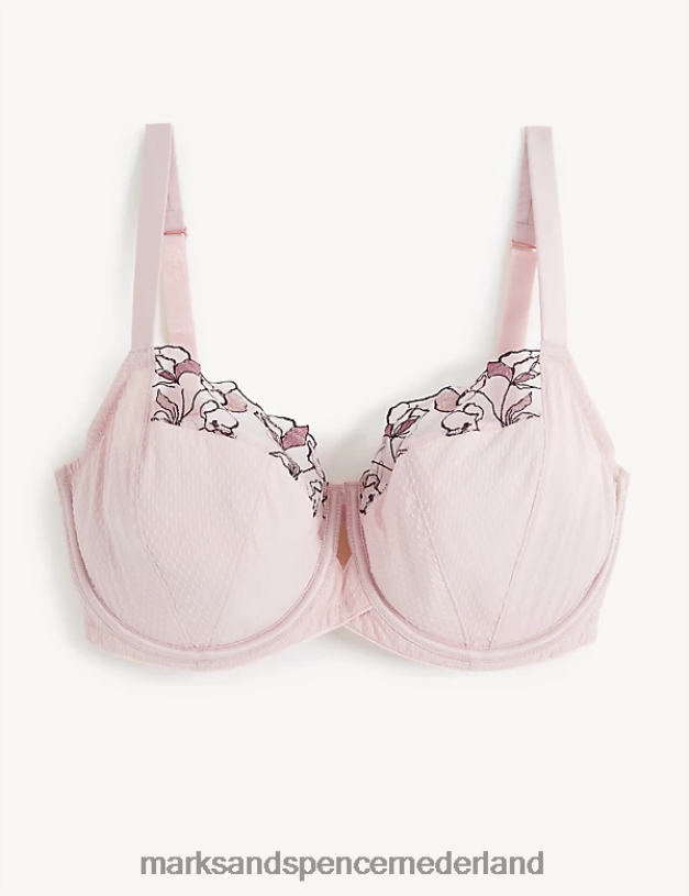 Marks & Spencer unisex Minimiser-bh met irisborduursel en beugel poederroze kleding N8VZP4215