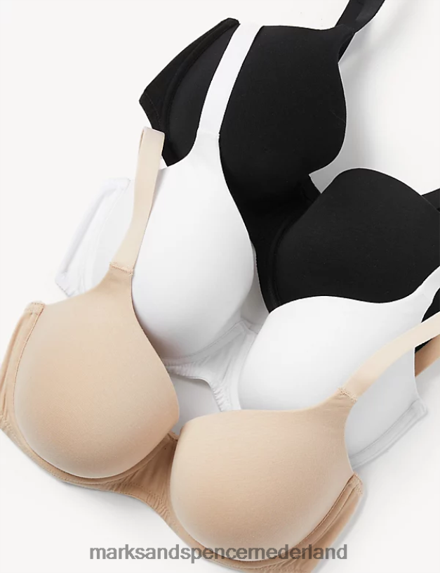 Marks & Spencer unisex Set van 3 T-shirt-bh\'s met beugel en volledige cup opaline mix kleding N8VZP5