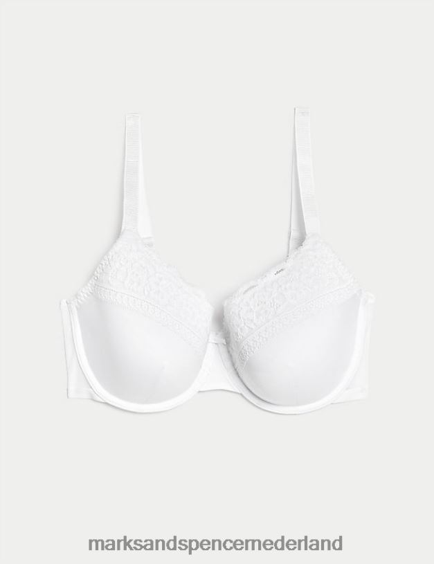 Marks & Spencer unisex Voorgevormde bh met volledige cup en kanten rand wit kleding N8VZP4507