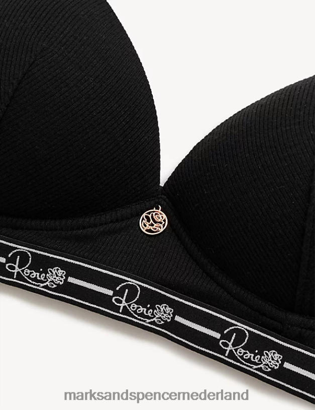 Marks & Spencer unisex geribbelde lounge bh zonder beugel zwart kleding N8VZP4638